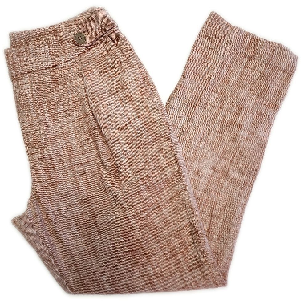 Christopher & Banks pleated trousers, 100% cotton, rust & white tweed design, 8
